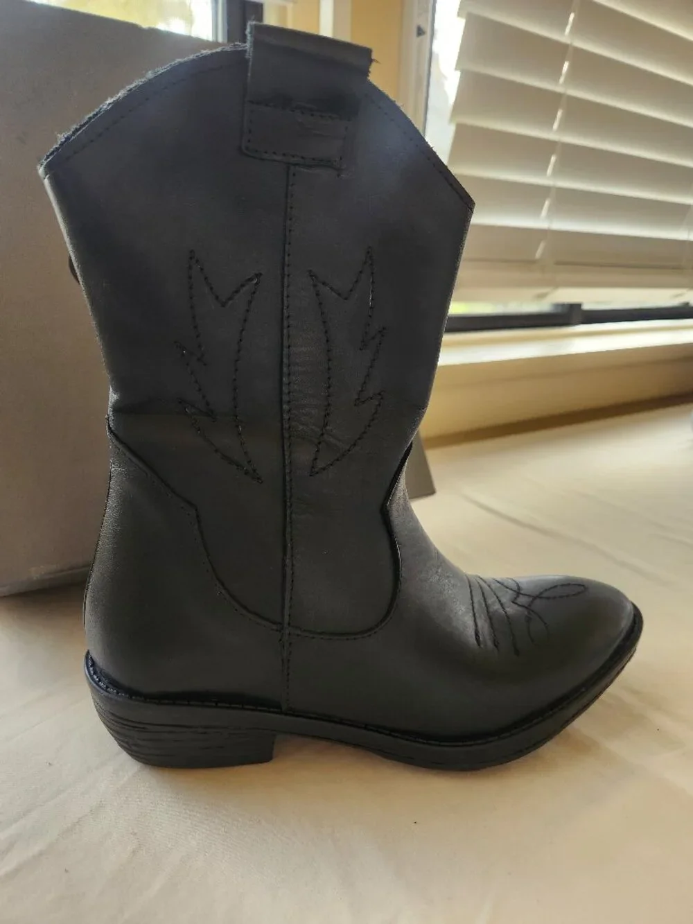Wil Demulder London Leather Western Ankle Boots Black Cowboy Booties 36 / 6